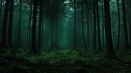 Obraz premium Dark Forest Wallpaper: A Mysterious and Enchanting Nature Scene