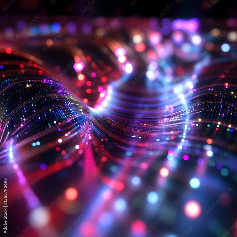 Aufkleber abstract digital waves of vibrant glowing light. interweaving strands of color create a dynamic, ene