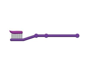 Vector design of a tool for cleaning teeth in reddish purple color, usually called a toothbrush with a little toothpaste on the bristles