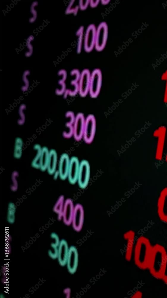 Poster stock market board on macro shot movement led screen showing stock trading exchange and financial da