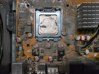 CPU in dust on motherboard