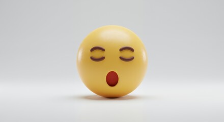Fototapeta premium 3D Render of a Yawning Yellow Emoticon on a White Background: A Digital Representation of Tiredness and Sleepiness