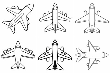 Airplane Outline Coloring Page Line Art Drawing