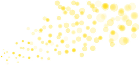 A soft, abstract background featuring glowing yellow bokeh lights on a transparendt backgroundd. Isolated, vector	
