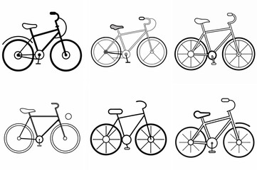 Naklejka premium Bicycle Outline Coloring Book Page Line Art Drawing Set on White Background