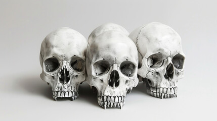 Fototapeta premium Skulls Standing in Emptiness on white background.PNG