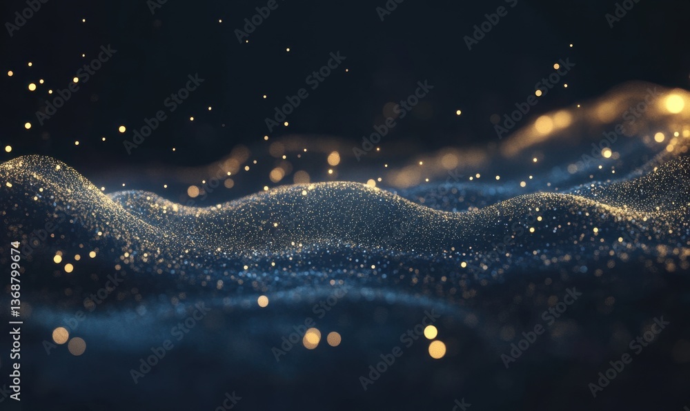Aufkleber abstract gold and blue particle wave background animation loop