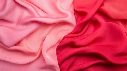 Fototapeta premium Soft, flowing fabric in shades of pink & red, capturing gentle light & shadows