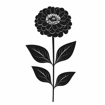black zinnia flower stem leaves clip art preview
