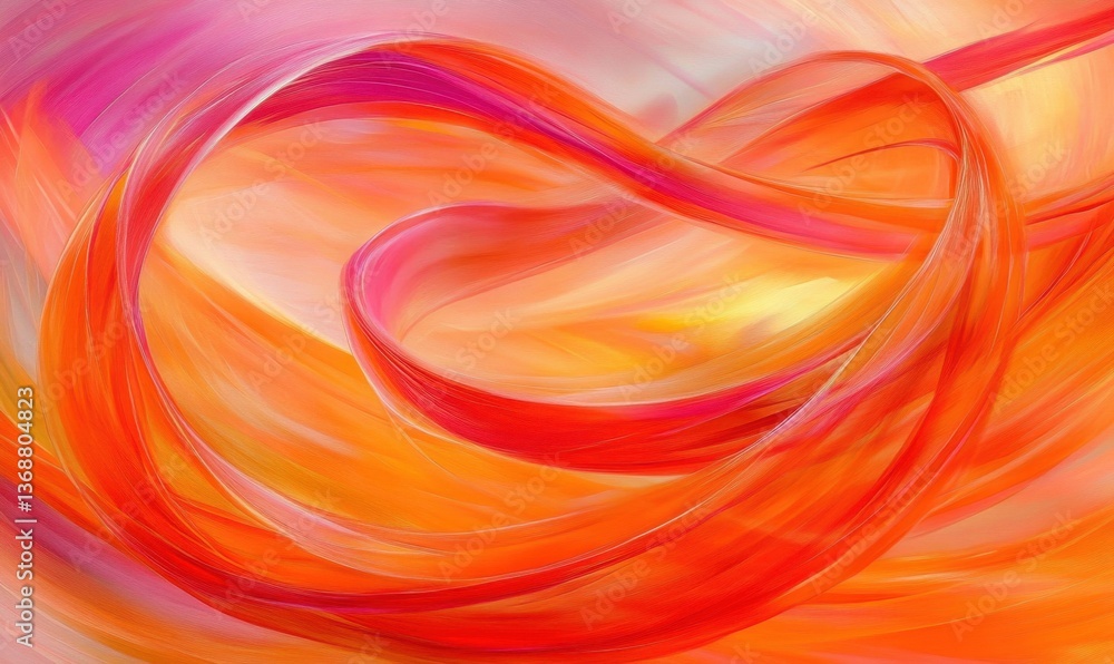 Aufkleber abstract swirling orange ribbon on colorful backdrop for design background