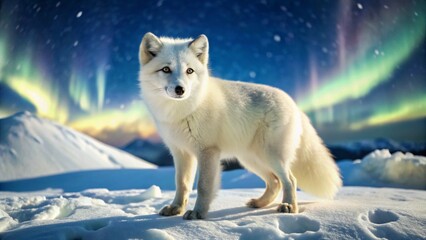 Obraz premium a stunning arctic fox with fur shifting in colors