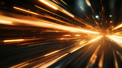 Dynamic streaks of light blur across a dark background, conveying a sense of high velocity, kinetic energy, and rapid motion, evoking feelings of excitement and power. Fleeting Light. Illustration