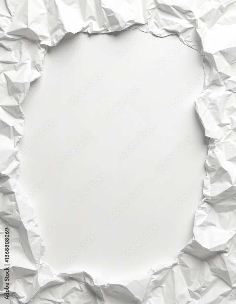 Aufkleber crumpled white paper background with torn edges. isolated blank paper with textured surface creates 