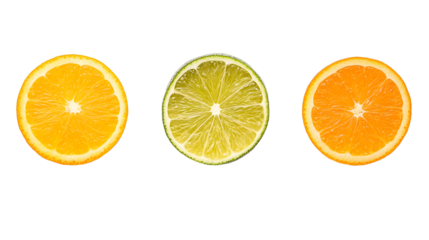 Bright Orange and Lime Citrus Fruit Slices on Black Background