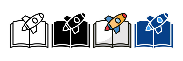 Learning Rocket  Icon Set Multiple Style Collection