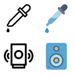 Dropper & Speaker Line Icon, Color Icon Set – Modern Vector Collection