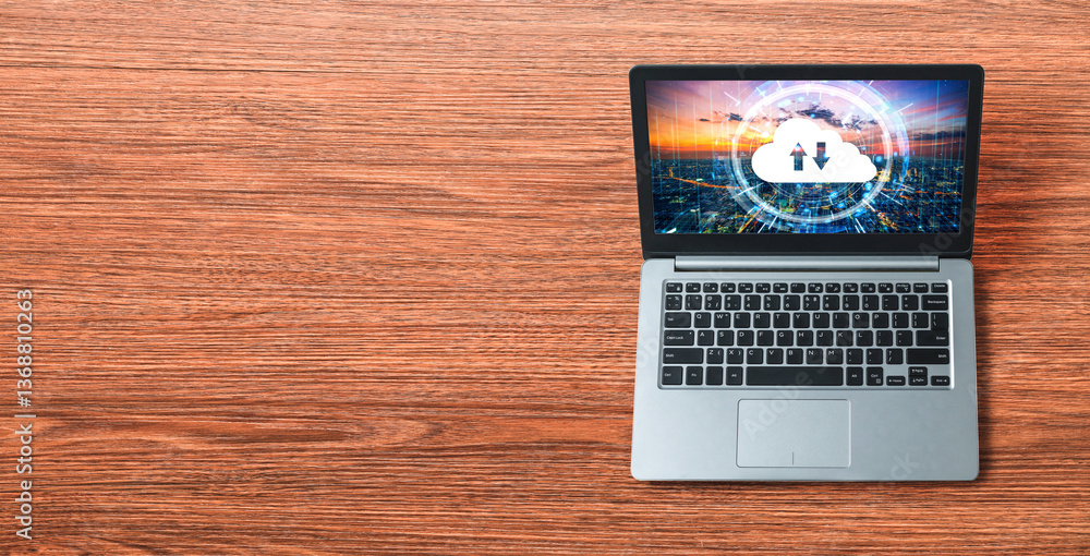 Poster cloud computing software for modish remote work and personal data storage