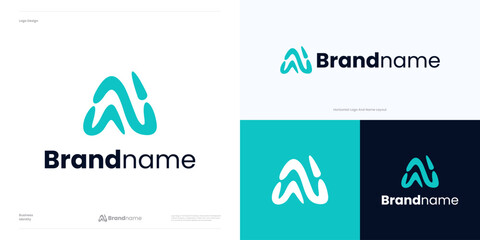 Letter A wave logo icon design vector, creative simple modern concept initial symbol A with fluid water for nature or identity, usable for technology and brand identity illustration template element.