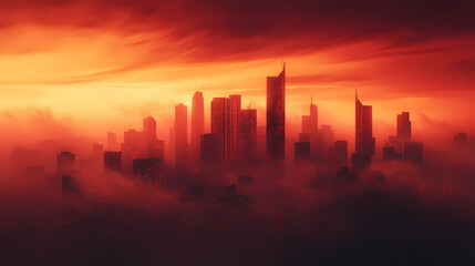 Fototapeta premium cityscape misty dawn shrouded