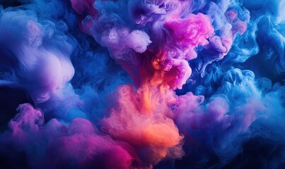 Fototapeta premium Colorful ink clouds swirling in dark water, ideal for abstract backgrounds
