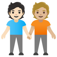 Couple Holding Hands (Light and Medium-Light Skin Tone)
