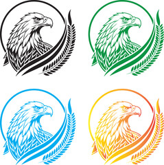 Set of vector birds including rooster, hen, and eagle in a cartoon style, featuring silhouettes and illustrations of various farm animals with feathers and wings in black and white design