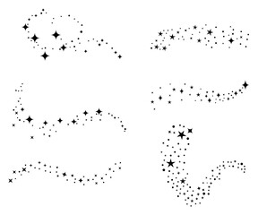 Sparkle stars tail stardust decoration background set collection isolated on white