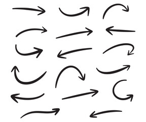 Fototapeta premium Set of arrow hand drawn doodle style organic shapes collection