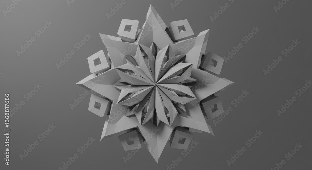 Aufkleber symmetrical geometric design in grayscale exhibiting sleek lines and sharp angles conveying a sense 