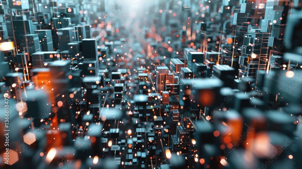 Aufkleber explore an abstract visualization featuring millions of tiny pixels in dynamic motion, creating a fu