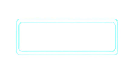 Blue neon rectangle shape frame. Glowing neon border isolated on transparent background. Shine glow light neon sign frame. Banner, Mockup, template for presentation or montage, Design elements, PNG