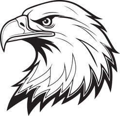 Bald eagle head vector illustration with feathers and beak, symbolizing freedom and wildlife