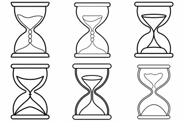 Hourglass Outline Coloring Page - Line Art Drawing Set on White Background