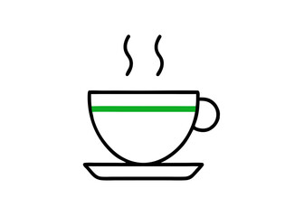 A hot cup of brown coffee or tea, a vector icon of a breakfast beverage, coffee, tea, cup, beverage, breakfast, drink, hot, brown, vector, icon.