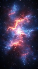 Fototapeta premium Vibrant cosmic nebula showcases stunning colors and star formations in a vast interstellar landscape
