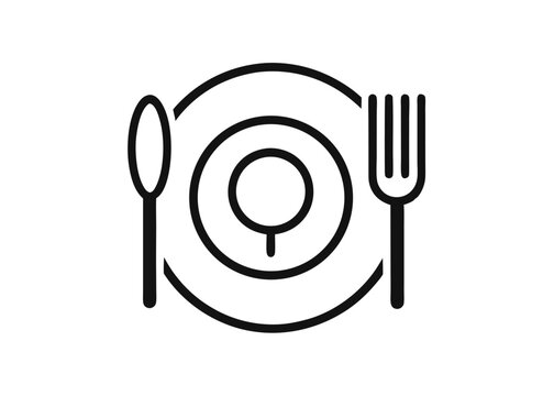 A restaurant menu design featuring a fork, spoon, and knife icon symbolizes dining and meal choices