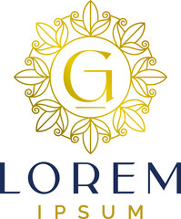 Naklejka premium Luxury Circle Floral Decorative Letter G Logo Template
