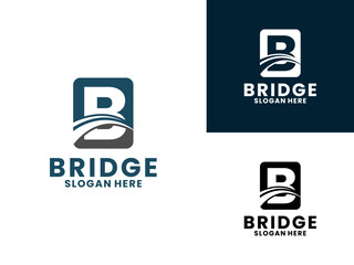 Initial Letter B with Bridge logo design vector template. Bridge Finance Identity logo design