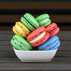 Colorful Macarons in Bowl