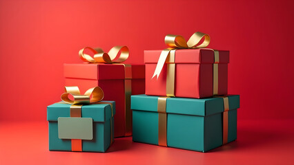 Obraz premium High Detail Image of Shopping Packet with Present Boxes and Sale Tag 