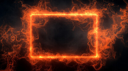 creative frame for your design with fire. Background with flame, smoke and frame