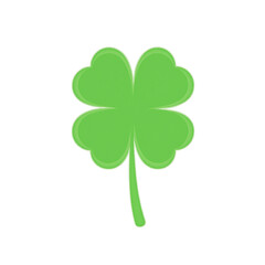 Fototapeta premium Vibrant green four leaf clover a symbol of luck displayed in simple flat style Perfect for your St Patricks Day designs