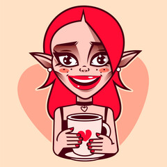 Cute Cartoon Girl with bow and lollipop vector illustration