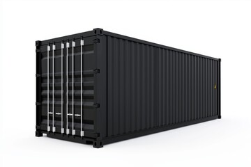 Black shipping container isolated on a white background.