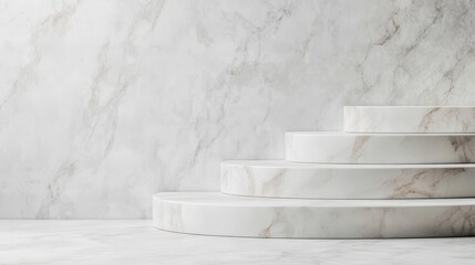 A sleek, modern marble staircase with a light-toned wall, creating an elegant and minimalist aesthetic.