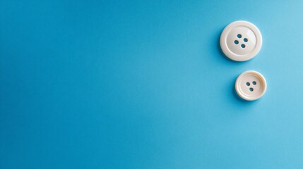 Two ivory buttons on turquoise surface, one small, one large, in upper corner