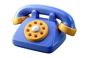 Retro blue telephone isolated on white background 3d rendering