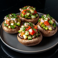 Stuffed Mushrooms Appetizer Plate.
