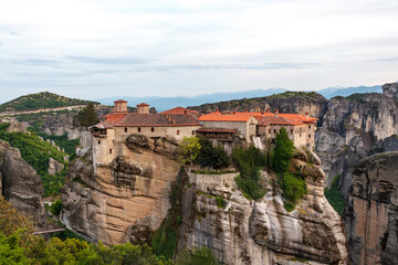 View at the Holy monastery of Varlaam is the second largest monastery of Meteora, Greece, Europe