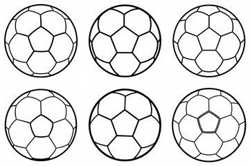 Soccer Ball Outline Coloring Book Page Line Art Drawing Set